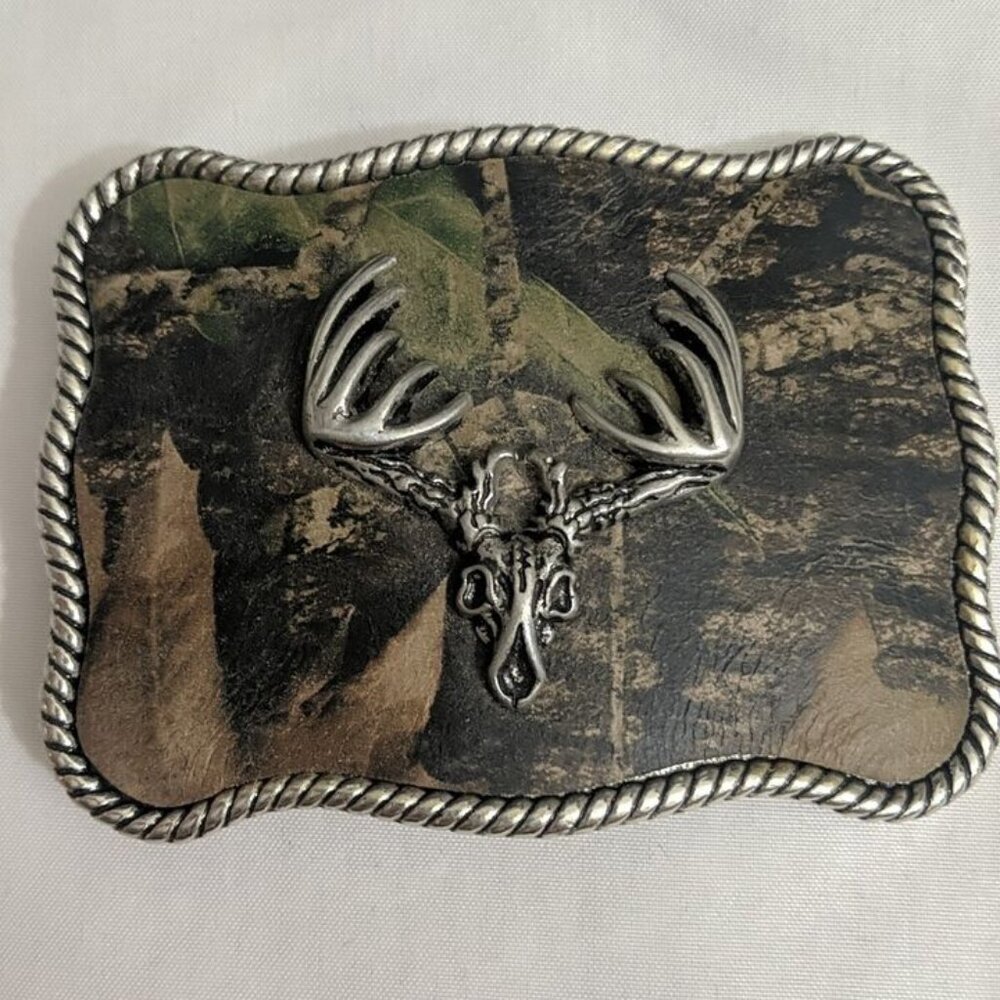Nocona Belt Buckles for men Whitetail Deer Buck Skull Camouflage